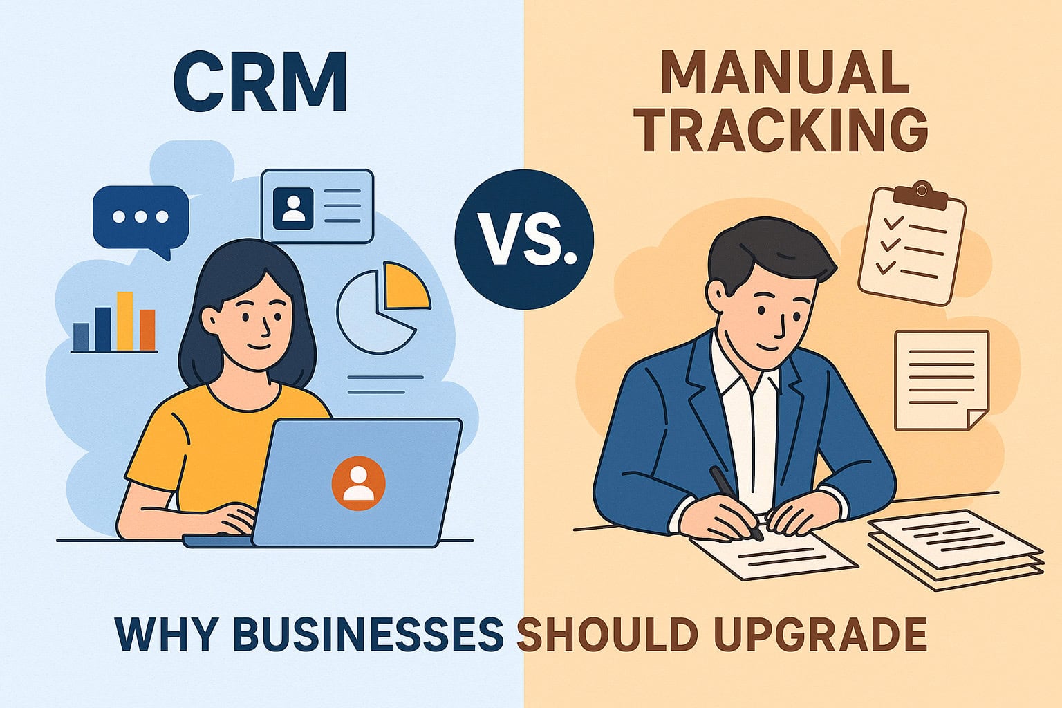 CRM vs manual tracking illustration for Filipino businesses upgrading customer management in the Philippines